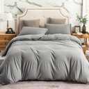 PURE ERA Jersey Knit Duvet Cover Set 100% T-Shirt Cotton Super Soft Comfy 3pc Bedding Set with Zipper Closure (Heather Dark Grey,Queen)