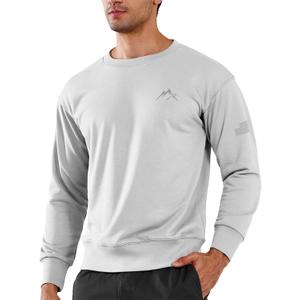 NORTHYARD Men's Crewneck Sweatshirt Long Sleeve Cotton Sweat Shirt Lightweight Athletic Workout Sport Gym Running Sweatshirts (Large, Lightgrey)