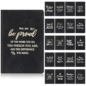 Ctosree 20 Pcs Employee Appreciation Gifts Thank You A6 Leather Journal Notebook Team Gifts for Coworker Staff Inspirational Notebooks for Housekeeping Week Gifts 5.7x3.4 In (Black, Simple)