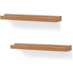 NIUBEST Vinyl Record Wall Mount,2 Pack-Vinyl Record Shelves Record Album Display Holder for LP, CD, Book Art Storage Vintage Home Decor(Wood Color)