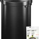 EKO Urban 16 Gallon Semi-Round Open Top Waste Bin, Stainless Steel Half Round Commercial Trash Can for Indoor and Outdoor, Extra Large Garbage Bin for Home, Office, Restaurant, 60L, Matte Black