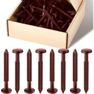 Blulu 60 Pcs 3 Inch Vinyl Shutter Fastener Window Panel Peg Lok Pin Pegs Screws Shutter Spikes Anchor (Burgundy Red)