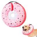 Dog Cone Collar Inflatable Donut for Large Medium Small Dogs, Soft Waterproof Dog Cone Alternative After Surgery Prevents Licking Wounds Easy Clean (Pink, S (Neck 5"-9"))
