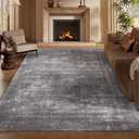 8x10 Area Rugs Light Grey Washable Rug for Living Room, Dining Room, Bedroom, Large Carpets, Non Slip & Non-Shedding Low Pile Vintage Print Rug for Home Office Decor