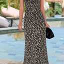 PRETTYGARDEN Womens Summer Dresses Spaghetti Strap Floral Maxi Dress Sleeveless Long Bodycon Dresses Wedding Guest Dress (L)