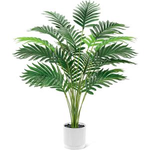 Der Rose 28'' Artificial Palm Tree Tall Fake Tropical Faux Trees Indoor and Outdoor for Home Bathroom Porch Outside Patio Decor (White Pot)