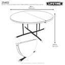 LIFETIME 25402 Commercial Round Fold in Half Table, 5 Feet, White Granite