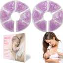 Breast Therapy Ice Packs, Hot and Cold Breast Pads, Breastfeeding Essentials Large Gel Bead Packs for Moms, 4 Pack (Purple, M)