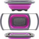 Qimh Collapsible Colander, Kitchen Colander Set Over Sink Strainer Veggies/Fruit Colanders Strainers with Extendable Handles, Dishwasher Safe Folding Strainer for Kitchen, 6-Quart, BPA Free