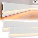Briwooody Baseboard Molding with LED Duct, 2.6FT White,12 Pcs,Classic