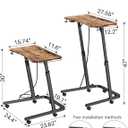 Adjustable Height Standing Desk for Walking Pad, Mobile Treadmill Desk with Power Socket, Cup Holder, Portable Rolling Laptop Table with Wheels for Home Office Work Bike Cycling Trainer, Brown