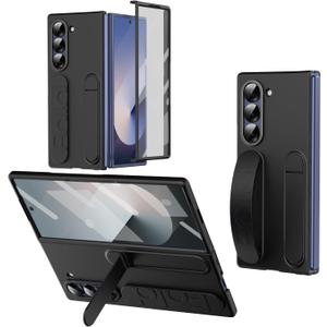 for Samsung Galaxy Z Fold 7 Protect Case with Wristband Stand,Bulit-in Screen & Lens Protection Shockproof Full Body Drop Fall Protection.(Black)