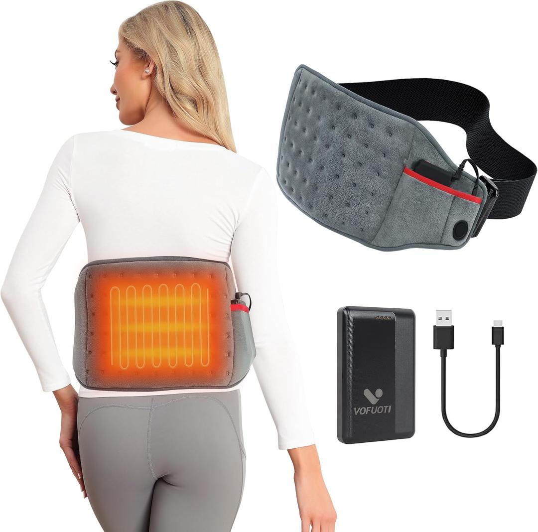 Vofuoti Cordless Heating Pad, Portable Heated Pad with Battery and 3 Heat Settings, Rechargeable Electric Heating Pads for Back, Abdomen, Gifts for Women Men (8"x22", Gray)