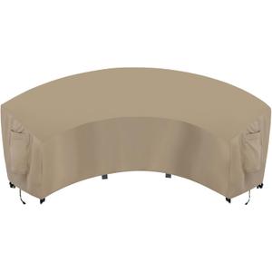 OutdoorLines Waterproof Curved Outdoor Sectional Cover - UV Resistant Windproof Patio Sectional Sofa Covers for Deck, Lawn and Backyard, Heavy Duty Furniture Covers (150Lx36Dx38Hx112FL, Camel)