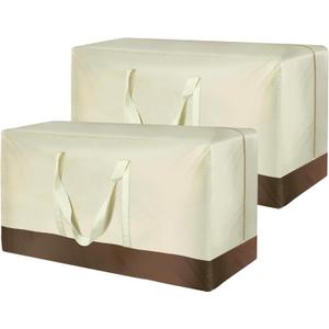 2 Pack Patio Cushion Storage Bags 420D Waterproof Outdoor Storage Bag Furniture Cushion Cover Christmas Tree Storage Bag with Handles and Zipper 60"L x 20"W x 28"H Beige