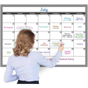 Large Dry Erase Calendar for Wall, Undated 1 Month Wall Calendar, 40" x 28" Erasable & Reusable Laminated Calendar, 10 Round Stickers, Great Layout Wall Calendar Monthly for Home Office School