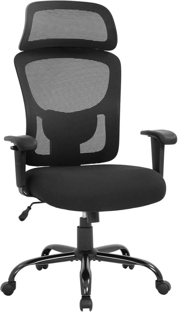Office Chair Ergonomic Desk Chair Comfy: 400LBS Mesh Computer Chair Ergonomic Gaming Chairs with Wheels Adjustable Lumbar Support and Flip up Armrest-Swivel Executive Chairs Long Hours(Black)