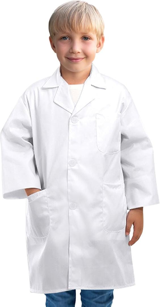 Doctor Costume for Kids, Toddler Doctor Coat with Stethoscope, Kids Lab Coat Career Day Costume for Boys Girls (Medium (7-9 Years Old))