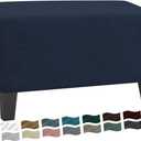 MAXIJIN Velvet Ottoman Slipcover Small Stretch Square Rectangle Footstool Slipcover Folding Storage Ottoman Covers for Living Room with Elastic Bottom (Ottoman Small, Navy Blue)