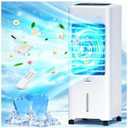 Windowless Air Conditioner Portable, 30inch Ventless Swamp Cooler Air Conditioner with 2-Gal Tank, 4IN1 Evaporative Air Cooler for Indoor Room Bedroom Home, 3 Speeds&3 Modes, 7H Timer, Remote