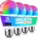 Energetic Light Bulbs Work with Alexa/Apple Home/Google Home/SmartThings, Matter Smart A19 LED Light Bulb, E26 RGB Smart Bulbs, 60W Equivalent, 800LM, 2.4 Ghz WiFi Only, Smart Speaker Required, 4 Pack