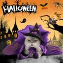 Dog Cat Witch Cape,Wizard Cloak Halloween Costume for Dogs Cats,Pet Witch Cape Halloween Costume,Dog Cat Vampire Cloak Cosplay Outfit (One Size)