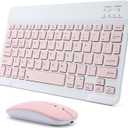 Rechargeable Bluetooth Keyboard and Mouse Combo for iPad, Ultra-Slim Portable Wireless Mouse Keyboard for iPad Pro Air Mini iPhone Samsung Tablet Cell Phone Android, iPadOS/iOS 13 and Above (Pink)
