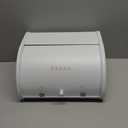 Modern Metal White Bread Box for Kitchen Countertop for Homemade Loaf Sourdough, Roll Top Breadbox for Kitchen Countertop Storage Container Bin, Farmhouse Stainless Steel Bread Keeper for Counters