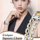 Wearlizer Metal Bands Compatible with Samsung Galaxy Watch 8 Band 40mm 44mm/Watch 8 Classic 46mm, No Gap Dressy Stainless Steel Chain Strap Wristbands Accessories for Women