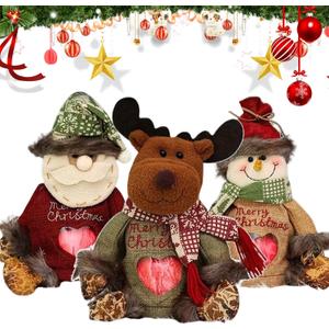 2025 New Extra Large Christmas Gift Bags with Zipper  Reusable Flax Fabric Apple & Candy Bags Featuring Santa Claus, Snowman, and Reindeer  Perfect for Holiday Decor & Gifting