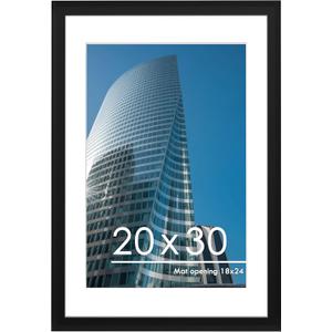 PEALSN 20x30 Poster Frame, Display Pictures 18 x 24 with Mat or 20 x 30 Without Mat for Wall Mounting Display, Picture Frames, Black
