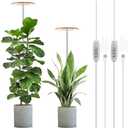 LORDEM Bamboo Grow Light for Indoor Plants, Full Spectrum LED Plant Grow Light, Height Adjustable Growing Lamp with Auto Timer 4H/8H/12H, 4 Dimmable Levels, Ideal for Large Tall Plants, 1 Pack