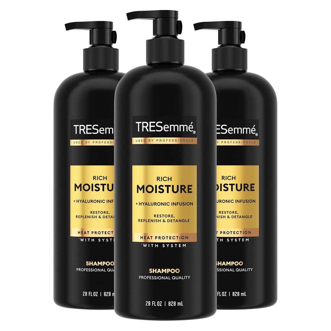 TRESemm Rich Moisture Hydrating Shampoo 3 Count for Dry Hair Formulated With Pro Style Technology 28 Fl Oz