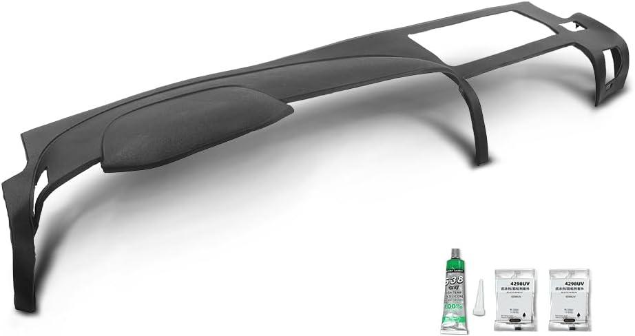 DOTCOM TPE Dash Cover Dashboard Panel Compatible with Chevy Silverado/GMC Sierra 2007 2008 2009 2010 2011 2012 2013, Fit Dual Glovebox Style Dashes Bezel BLACK