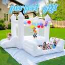 White Bounce House, Inflatable Bounce Castle with Blower, Blow Up Bouncy Castle with Rest Chairs, Slide, Ball Pit for Kids Indoor Outdoor