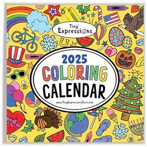 Tiny Expressions - Kids Coloring Calendar 2025-12 Month Color Your Own Wall Calendar for Children, Boys & Girls with Fun Planning Boxes for Daily, Weekly, and Monthly Tasks
