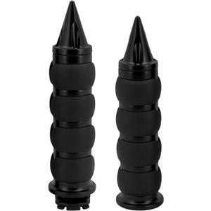 HDBUBALUS Motorcycle Hand Grips 1 Inch Handlebar Throttle Grips 25MM Rubber Fit for Harley Dyna Softail Touring Road King Electra Glide Sportster (Style B-Black)