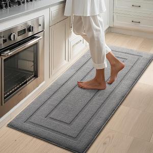 GRANNY SAYS Kitchen Mats for Floor, 47 x 20, Kitchen Rugs Non Slip Washable, Thick Runner Rugs Floor Mats for Sink, Laundry, Long Kitchen Carpet Non Skid, Grey (1'6" x 3'11" (47" x 20"))