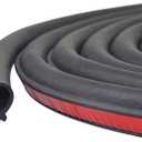 Universal Automotive Door Seal Strip D-Shape Self-Adhesive Weather Stripping for Car Truck Door Window Soundproof Noise Insulation Sealing (11/ 20" (W) x 11/ 20" (T) x 39.4' (L))