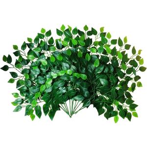 12Pcs Artificial Ficus Leaves Tree Branches, Faux Greenery DIY Wreath Wedding Arch Plant Sprays for Home Porch Decor(Green)