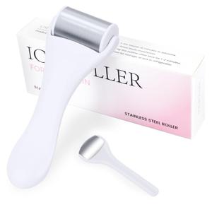 MAANGE Ice Roller For Face & Eye Roller for Puffiness,Stainless Steel Facial Roller Ice Face Roller Mini Roller Set (white 2 pcs)