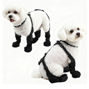 BECROWM Waterproof Dog Boots for Small/Medium Dogs Dog Paw Protectors Dog Suspender Boots AntiSlip Pet Shoes for Outdoor Walking, Reflective StayOn,DirtProof Comfortable Booties (Black, Small)