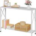 Tajsoon Console Table 41.8, 2-Tier Entryway Table Narrow Sofa Table with Shelves, Entrance Table with Stable X-Frame, for Entryway, Hallway, Living Room, Foyer, Corridor, Office, White