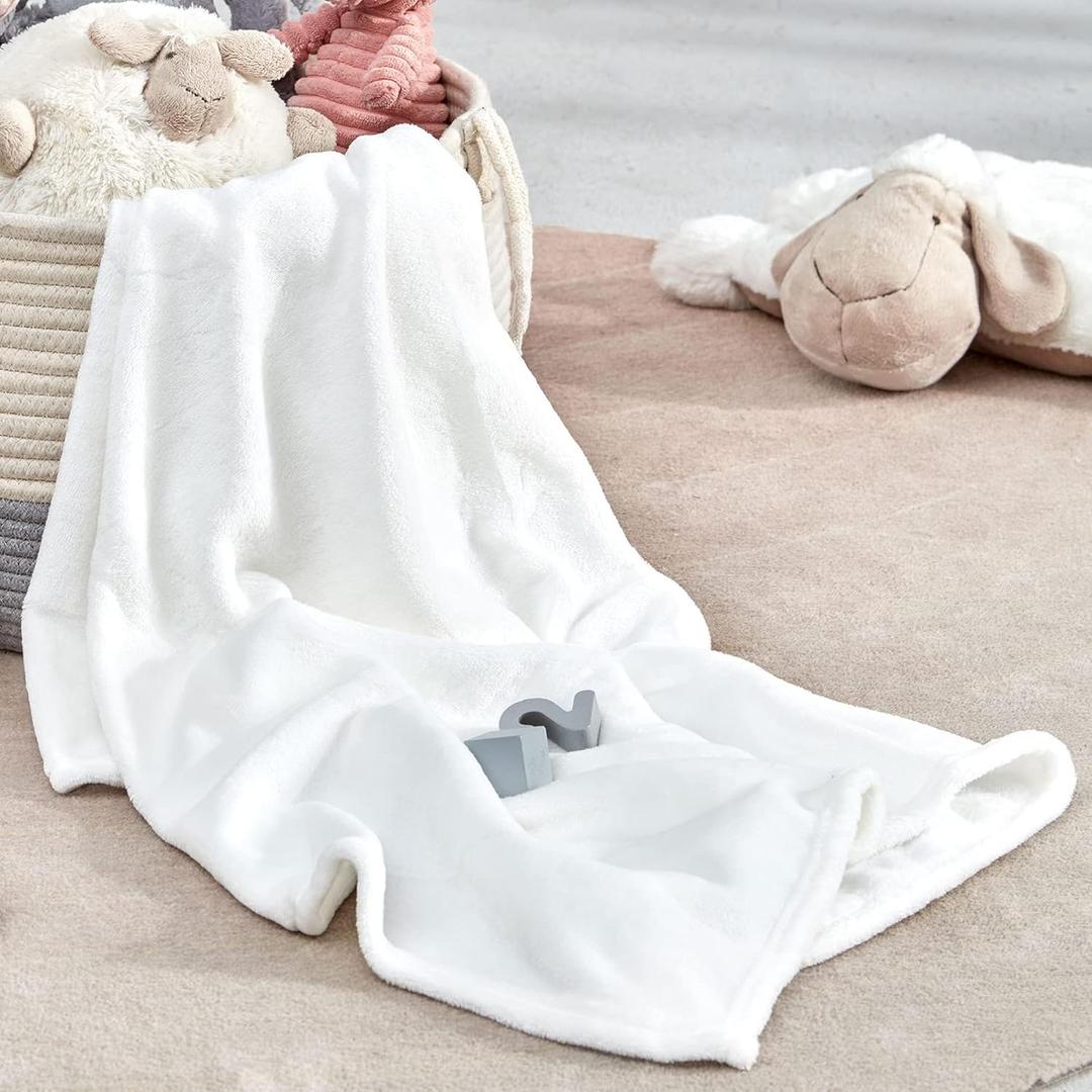SLEEP ZONE Flannel Fleece Baby Sublimation Blanket 30x40 Inches - Soft Fuzzy Plush White Kids Bed Travel Blanket Throw for Girls, Boys, Toddlers, Puppies