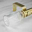 1-1/8 Inch Diameter Gold Curtain Rods with Ribbed Glass Finial, 72-144 inch Telescoping Single Curtain Rods for window width 68-140 inch, 1 pack