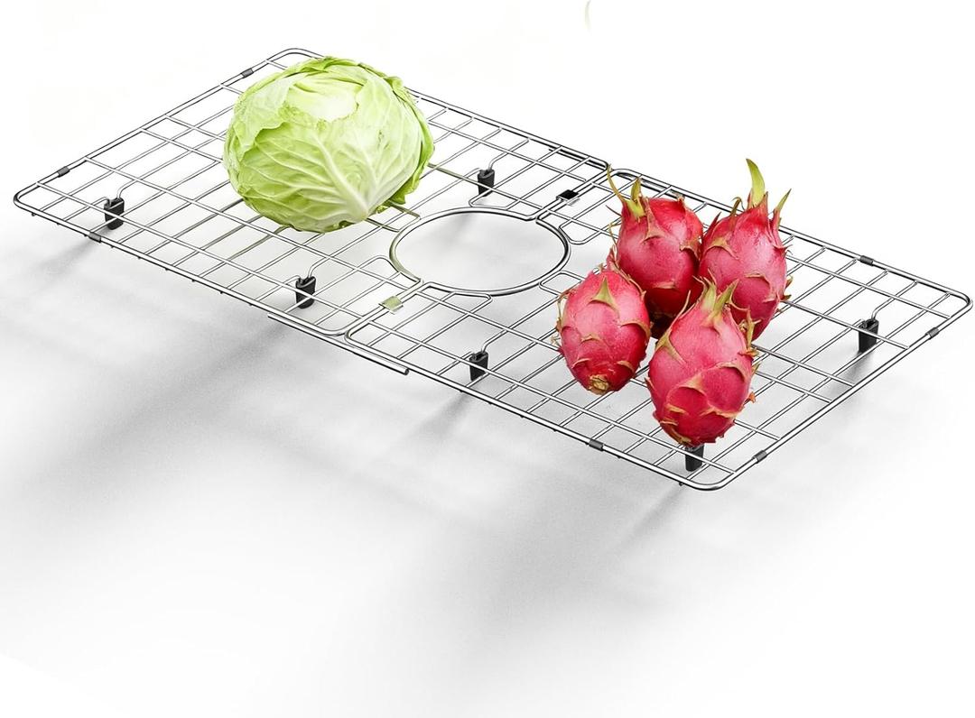 Chilinii Sink Protectors for Kitchen Sink 30" x 16" - Rectangular Extra Large Sink Grid for Kitchen Sink Bottom, Rust-Resistant Drainage Rack with Scratch Prevention Centered Drain