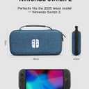EFFIFLOW Slim Carrying Case Compatible with Switch 2 (2025), Portable Hard Protective Travel Case with 10 Game Slots & Accessory Pocket, Storage Bag for Switch 2 Console & Accessories (Denim Blue)