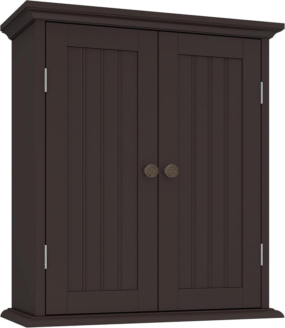 ChooChoo Bathroom Wall Cabinet, Over The Toilet Space Saver Storage Cabinet, Medicine Cabinet with 2 Door and Adjustable Shelves, Cupboard (Espresso)