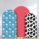 Arch Backdrop Covers Cartoon Toy Story Spandex Cow Theme Sky Blue Backdrop Cover Kids Birthday Decor (6FT,6.6FT,7.2FT)