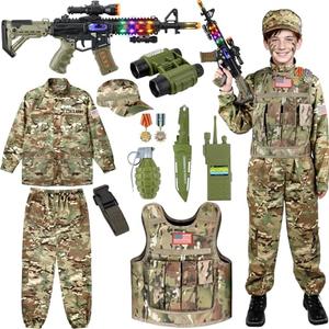 GIFTINBOX Army Costume for Boys, Kids Military Costumes with Military Vest, Soldier Boy Costume with Army Toy Accessories, Halloween Costumes for Boys Kids Size L